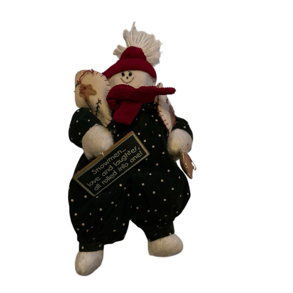 Handmade Snowman Plush‎ Primitive Christmas Decor Sign Tags Bouquet Enterprises